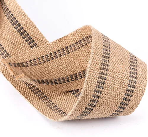 Miniatura 5 de ZOENHOU Correas de yute para tapicería de 3.5 pulgadas x 21.8 yardas, correas de yute grueso para silla de muebles, correas naturales con rayas