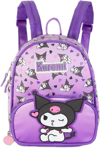 Miniatura 3 de Kuromi 10" Mini Mochila Set - Bolso de piel sintética con marcador Sanrio Bundle