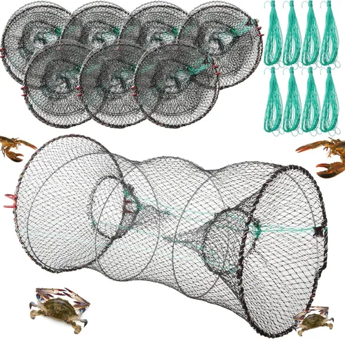 Paquete de 4 trampas de cebo de pesca, trampa para cangrejos, trampa para cangrejos, trampa de langosta, trampa de langosta y camarones, trampas de