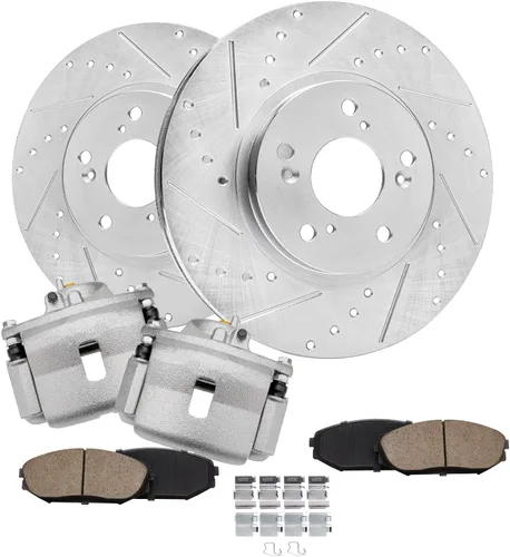 Miniatura 16 de Detroit Axle - Kit de freno trasero para Mercedes-Benz ML320 1998-2003, rotores de freno de disco ranurados perforados 03-05 ML350 Pastillas