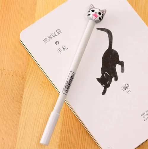 Miniatura 7 de Bolígrafos de gel de gatos lindos, juego de bolígrafos kawaii divertidos, bolígrafos de tinta negra de animales para niños, suministros de oficina