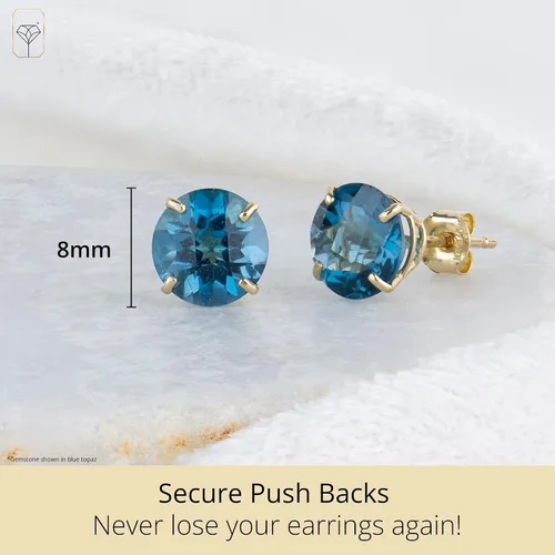 Miniatura 3 de Aretes redondos de oro de 10 quilates con piedra natal de 0.315 in para mujer MAX + STONE