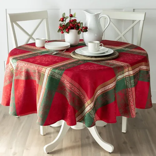 Miniatura 12 de Benson Mills Mantel de tela tejida teñida con hilo pesado, para entretenimiento navideño, invierno y Navidad