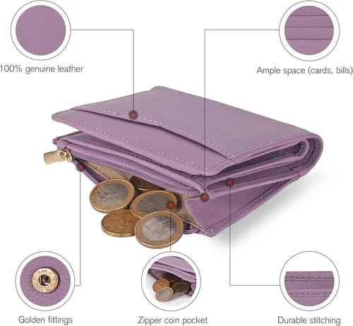 Miniatura 3 de Oak Leathers Cartera de cuero para mujer – Monedero pequeño RFID para tarjetas de crédito y soporte de identificación para damas, regalo