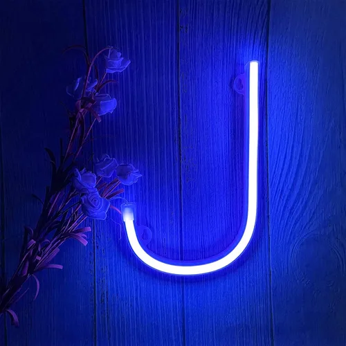 Miniatura 29 de ENUOLI Letreros de neón LED en azul con letras de neón para decoración de pared, luz nocturna, funciona con pilas o USB, letras de neón LED
