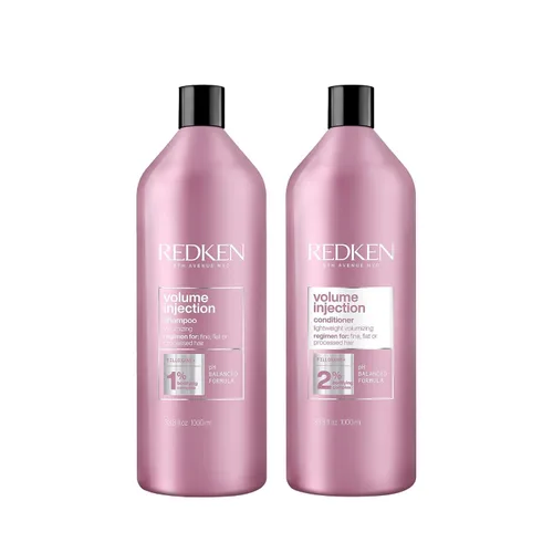Redken Volume Injection Shampoo & Conditioner Set For Fine Hair - Adds Lift & Body, Volumizing & Detangling Without Weighing Down, Paraben-Free
