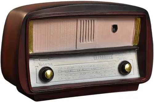 Estatua retro de radio para decoración del hogar, figura de TV retro para estante, estantería, mesa, oficina, sala de estar (radio)