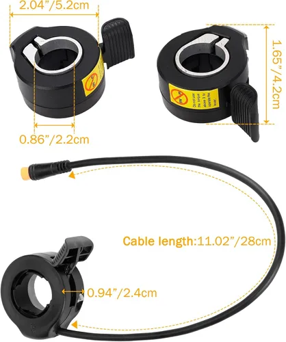 Miniatura 5 de Ebike de acelerador de pulgar, acelerador de pulgar eléctrico para bicicleta con conector macho, acelerador de acelerador de dedo de control
