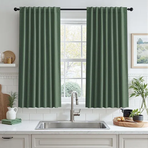 Miniatura 68 de UHITECH - Cortinas opacas beige para sala de estar, cortinas cortas de 35 pulgadas para habitación, cortinas negras para ventanas pequeñas, paneles