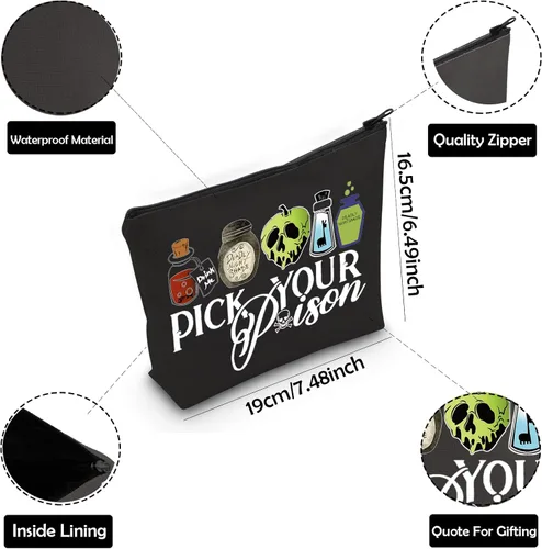 Miniatura 3 de ZJXHPO Regalo de Halloween de la reina malvada regalo para amantes de los villanos bolsa de maquillaje veneno con cremallera para villano bolsa