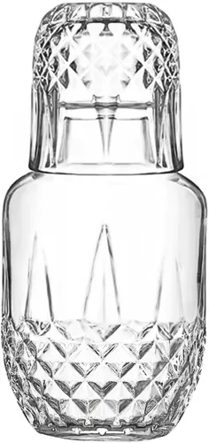 Miniatura 11 de Juego de jarra de agua y vasos de vidrio para mesita de noche de dormitorio, jarra de agua para mesita de noche, jarra de enjuague bucal de vidrio