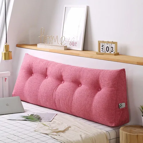 Miniatura 13 de Almohada de cuña de cabecera para cama individual/individual/Queen/King, almohada de lectura grande de lino y algodón, almohada triangular