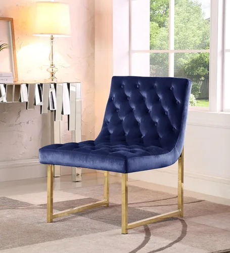 Miniatura 3 de Iconic Home Moriah - Silla decorativa elegante y elegante de terciopelo copetudo, cojín de felpa con acabado de latón, marco de metal pulido, Verde