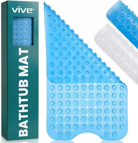 Vive Tapete de bañera para suelos de baño y ducha, almohadilla antideslizante de goma con succión para bañera, baño, ancianos, niños, respetuosa con
