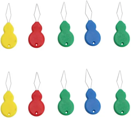 Miniatura 7 de 10/20 agujas simples de plástico para manualidades, enhebradores de agujas en forma de hoja de plástico para máquina de coser, bordados de bricolaje