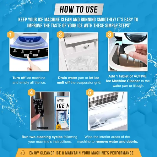 Miniatura 3 de ACTIVE Limpiador Descalcificador para Máquina de Hielo - 24 Tabletas de Limpieza Compatibles con Frigidaire, Opal, GE Profile, Kitchenaid, Removedor