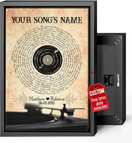 Miniatura 26 de H-DEWALL Lienzo personalizado con letras de canciones enmarcado, regalos para ella, obra de arte para el dormitorio, lienzo musical personalizado