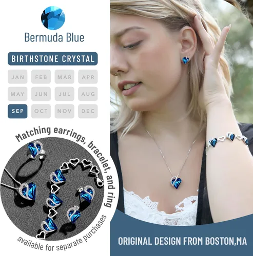Miniatura 4 de Leafael - Collares para mujer, dije de corazón de amor infinito con cristales de piedra natal, cadena chapada en plata de 18 + 2 pulgadas, regalo