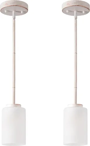 Miniatura 12 de Lámparas Colgantes Mini de 1 Luz, Candelabro Moderno Colgante Lámpara de Techo con Pantalla Blanca Esmerilada, Iluminación Colgante de Níquel