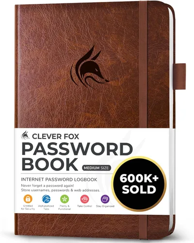 Miniatura 33 de Clever Fox - Libreta de contraseñas con pestañas alfabéticas, organizador de direcciones de Internet, tamaño grande, para inicios de sesión en Azul
