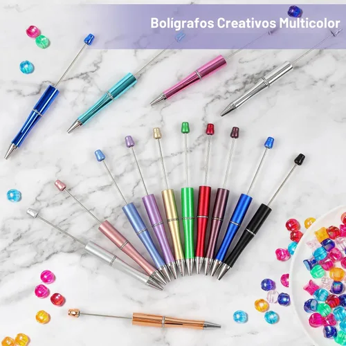 Miniatura 5 de Joyberg 15 unidades de bolígrafos con cuentas, bolígrafos con cuentas a granel de plástico colorido, bolígrafos con cuentas negras creativas