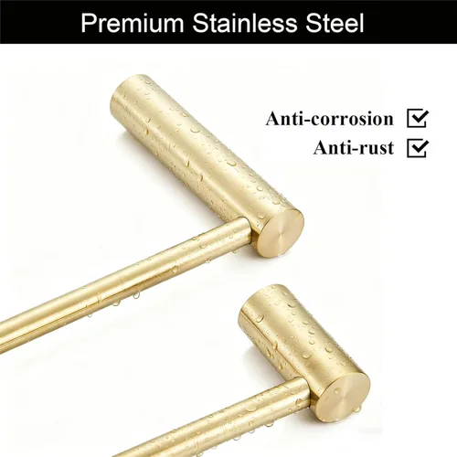Miniatura 5 de Toalleros para baño, NEWRAIN Barra de toalla doble de baño de 30 pulgadas montada en la pared, toallero de cocina de acero inoxidable, varilla