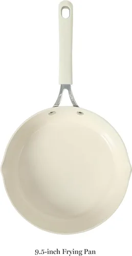 Miniatura 3 de Martha Stewart Heathland - Utensilios de cocina de aluminio de 9.5 pulgadas, no tóxico, sartén antiadherente de cerámica de alta calidad, sartén