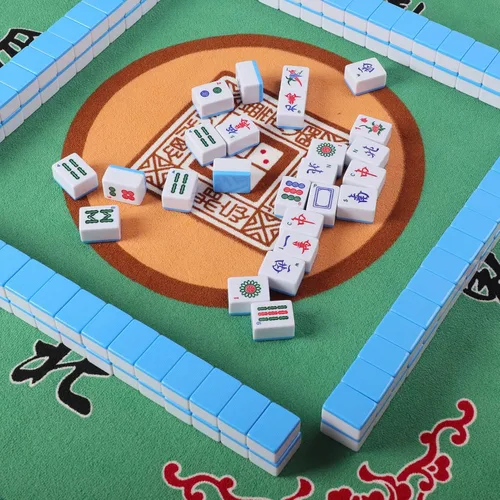 Miniatura 8 de Juego de Mahjong chino, juego de Mahjong con 146 azulejos grandes numerados (1.5", azul), juego de azulejos de Mahjong con estuche de transporte Set