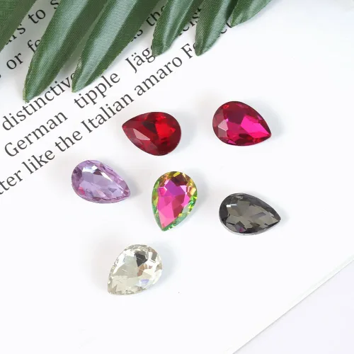 Miniatura 4 de Lágrima de cristal de 0.512 x 0.709 in con diamantes de imitación grandes Pointback para manualidades, fabricación de joyas, zapatos, cuentas