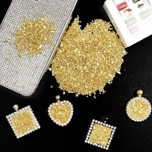 Miniatura 4 de Jmassyang Brillantinas metálicas irregulares de vidrio triturado, espolvorea con purpurina gruesa, 3.53 oz, para manualidades, uñas, resina, funda