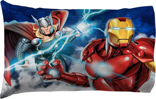 Miniatura 6 de Marvel Avengers Blue Circle - Juego de ropa de cama individual de 4 piezas, incluye edredón reversible y juego de sábanas, poliéster súper suave