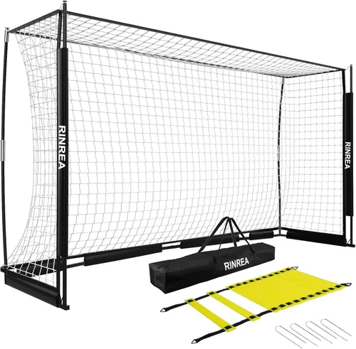 Miniatura 7 de RINREA Portería de fútbol portátil, red de portería de fútbol plegable con base metálica, equipo de entrenamiento de fútbol de montaje rápido con 1