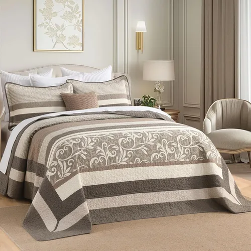 Colchas ligeras tamaño King de 120x120, colcha de microfibra extra grande 100% algodón, colcha reversible con patrón botánico a rayas, juego de ropa