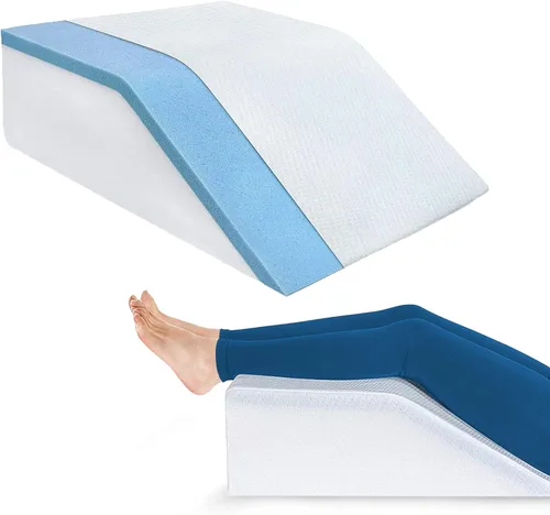 Abco Tech Almohada de elevación de piernas con parte superior de espuma (gel refrescante), almohada de cuña para piernas, cuñas de piernas para