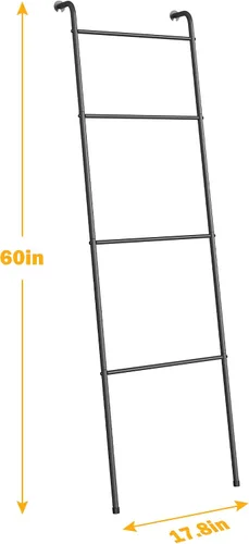 Miniatura 5 de ABQ Escalera para Mantas Toallero al Aire Libre para Piscina, Soporte Decorativo de Metal para la Sala de Estar Baño, Negro