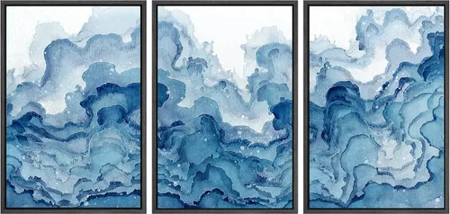Miniatura 11 de SIGNWIN Lienzo enmarcado para pared, juego de arte dramático de cielo tormentoso, ilustraciones de paisaje nuboso Moody, arte moderno decorativo