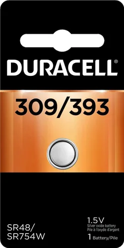 Miniatura 7 de Duracell Batería de botón de óxido de plata 309/393, paquete de 1, batería 309/393 de 1.5 voltios, larga duración para relojes, dispositivos