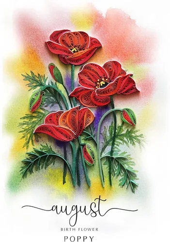 Miniatura 2 de Tarjeta de Flor de Nacimiento, Tarjeta Floral de Quilling Hecha a Mano para Cumpleaños, Aniversario, Flor de Mes de Nacimiento para Mamá, Mujeres
