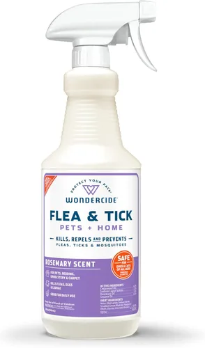 Wondercide - Spray para pulgas, garrapatas y mosquitos para perros, gatos y el hogar - Asesino de pulgas y garrapatas, control, prevención, Romero