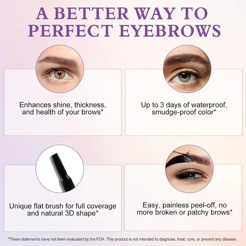 Miniatura 4 de Tinte de gel para cejas: tinte de cejas de larga duración hasta 3 días, gel de cejas impermeable y a prueba de manchas para cejas más completas