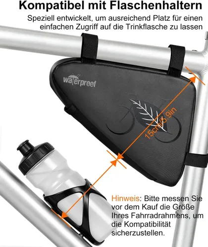 Miniatura 5 de NDakter Bolsa de Almacenamiento para Cuadro de Bicicleta 2L, Bolsa Triangular Impermeable para Bicicleta, Paquete de Ciclismo para Teléfono
