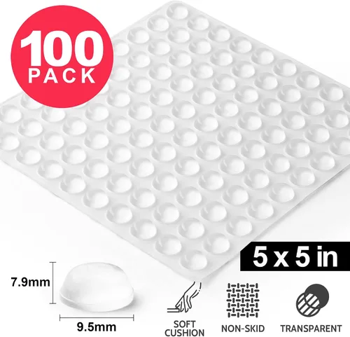 Miniatura 4 de Zulay Home Paquete de 100 topes adhesivos transparentes para gabinete, tapones pequeños de goma, parachoques de puerta de gabinete transparentes