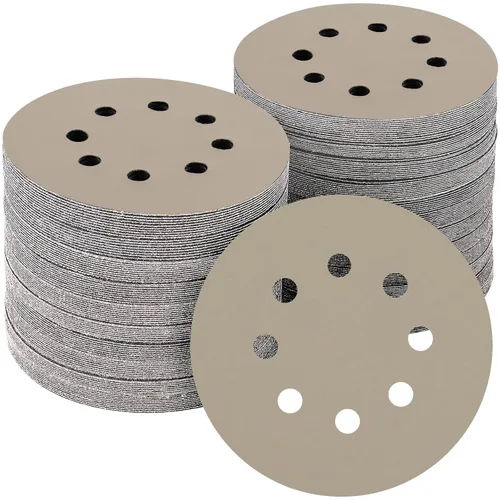 Miniatura 32 de 165 piezas, discos de lija de 5 pulgadas redondos, papel de lija de gancho y bucle para lijadora orbital aleatoria, grano 40 60 80 120 150 240 320