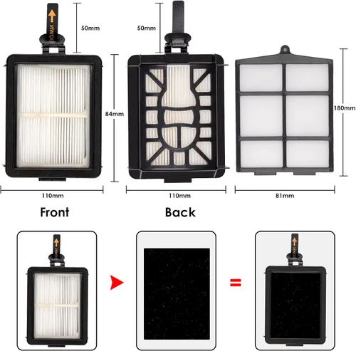 Miniatura 7 de Paquete de 6 filtros HEPA para Shark RV2820YE, AV2800ZE, AV2810YS, AI AV2501AE AV2501S RV2502AE RV2520AOUS AV2510AOUS AV2511AE RV2610WD RV2610WA, 2