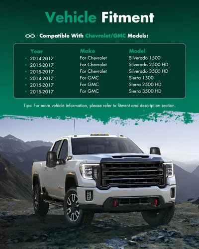 Miniatura 7 de SCITOO Espejos de remolque para Chevy Silverado 2014-2017 para GMC Sierra 1500 2015-2016 para Silverado para Sierra 2500HD 3500HD con control