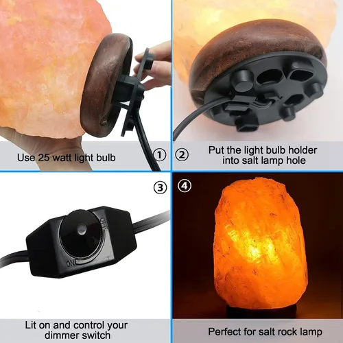 Miniatura 3 de Cable de lámpara de sal del Himalaya, con interruptor de atenuación, bombilla de Navidad, cable de lámpara de sal con control de intensidad