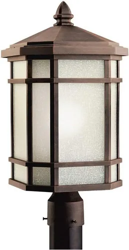 Miniatura 2 de Kichler Lighting Cameron - Lámpara de poste incandescente para exteriores, luz de pradera con cristal de lino blanco, 9902PR