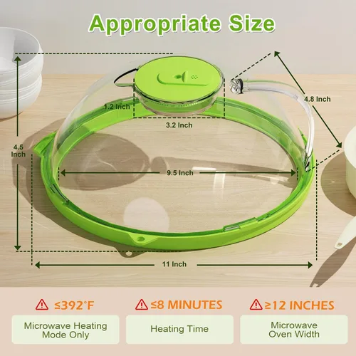 Miniatura 7 de Cubierta mejorada para salpicaduras de microondas para alimentos, cubierta transparente para microondas con vaporizador de agua, protector