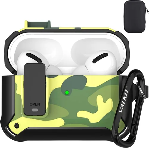 Miniatura 11 de Valkit Funda para Airpods para hombres con cerradura, funda de cuerpo completo con llavero para AirPods de Apple a prueba de golpes, funda