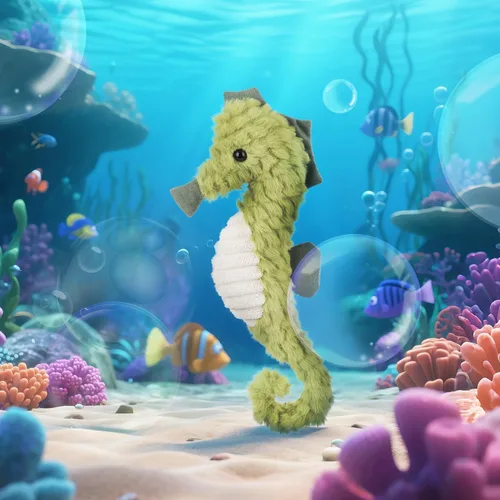 Miniatura 3 de Apricot Lamb Ocean Toys - Peluche de caballo de mar verde, suave, perfecto para niños
